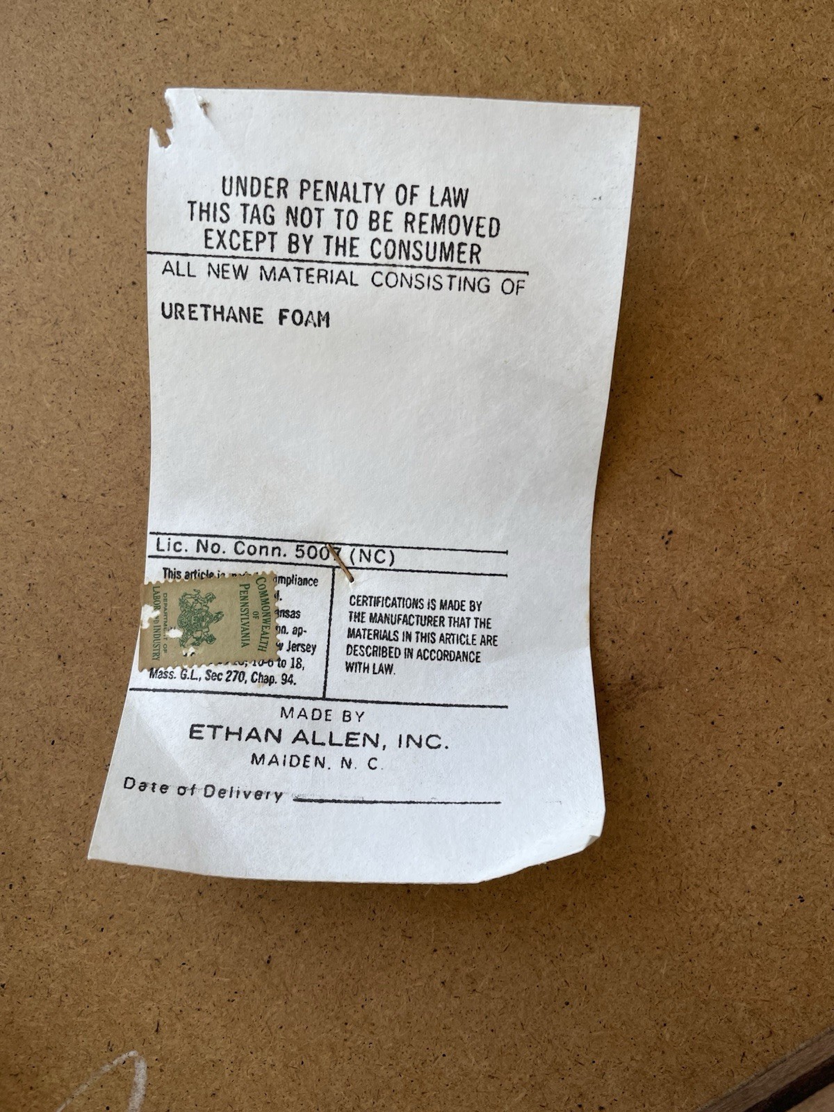 Ethan Allen Bronze Vinyl Cushion Top Solid Wood Base Vtg Ottoman Footstool