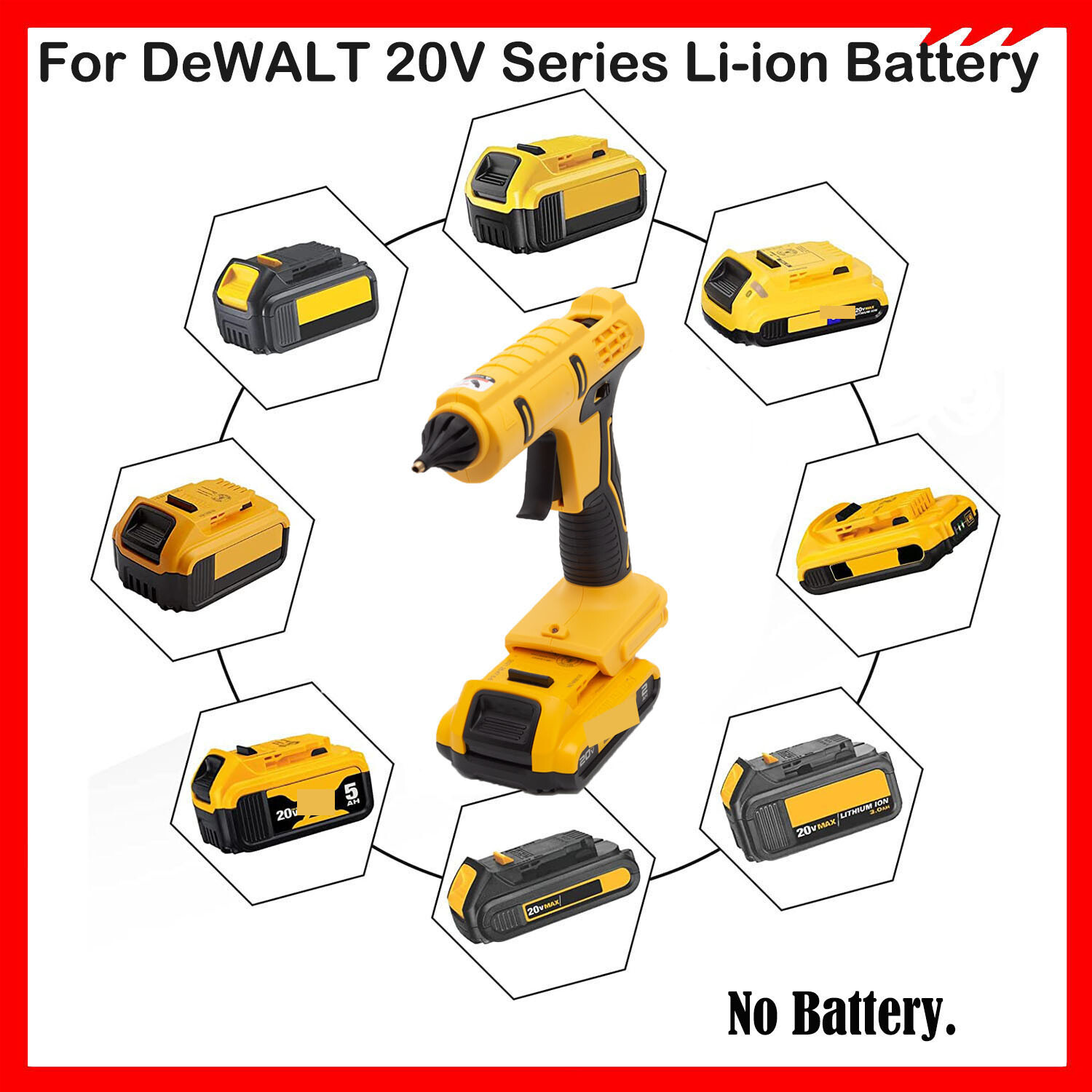 100W Glue Gun For Dewalt 20V Li-ion Battery For DIY Art Projects Quick Repairs
