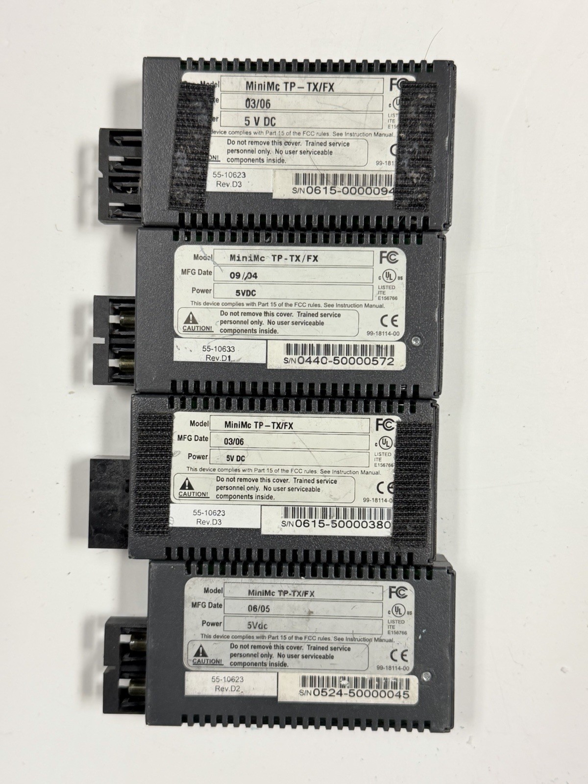 Lot Of 4 IMC MiniMc Fiber / Ethernet Switching Media Converter (10/100/ mbs)