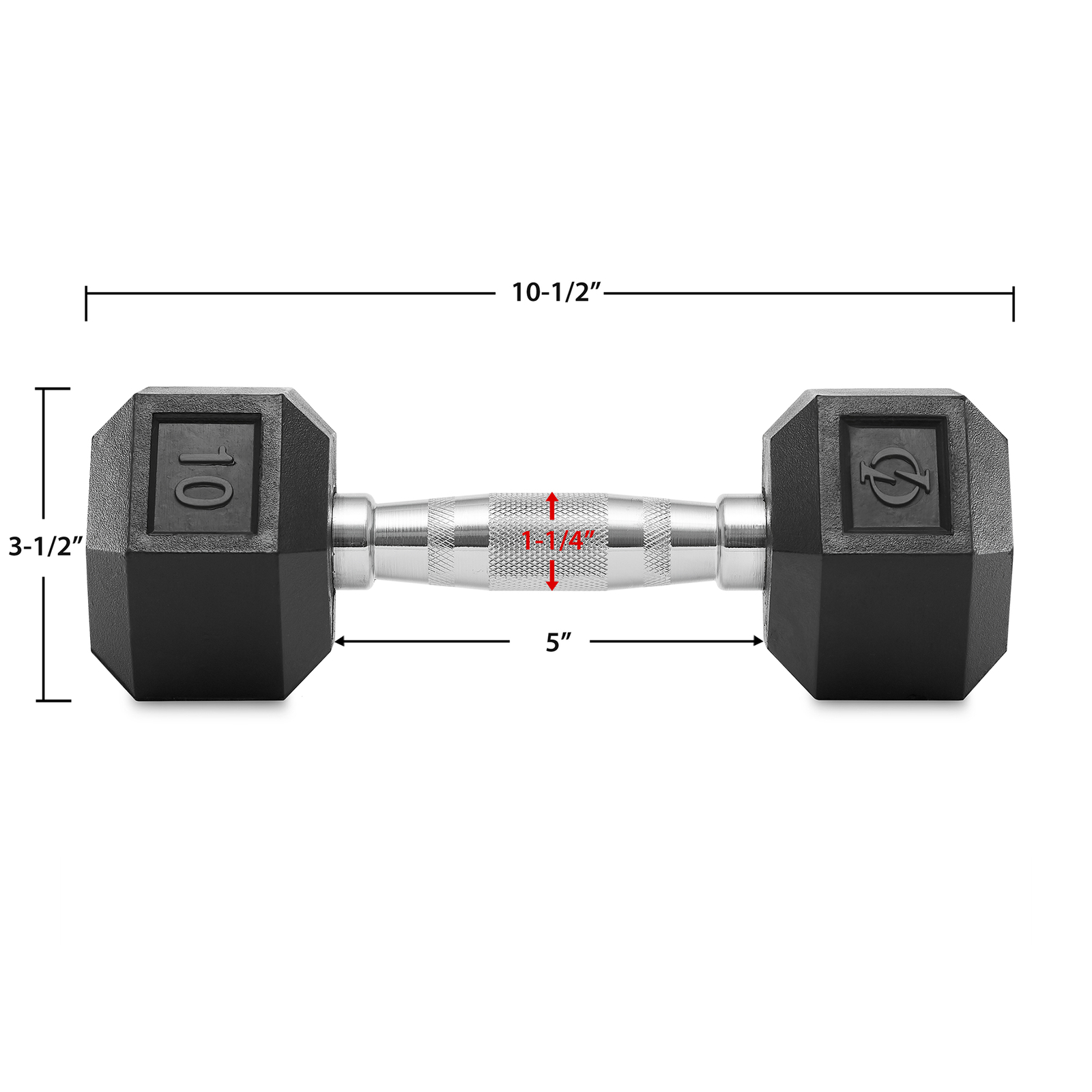 Pair of Rubber Coated Hex Dumbbell Hand Weight Set, 3 lb to 50 Pound