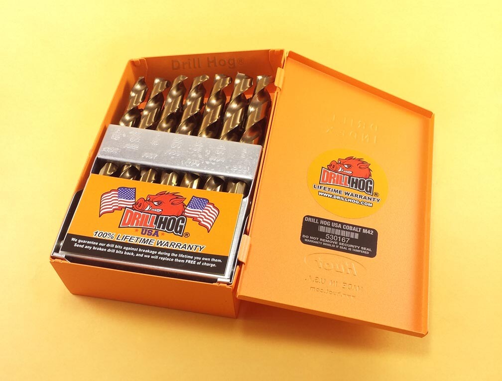 29 Pc Super Premium Cobalt M42 Drill Bit Set Orange Lifetime Warranty Drill Hog®