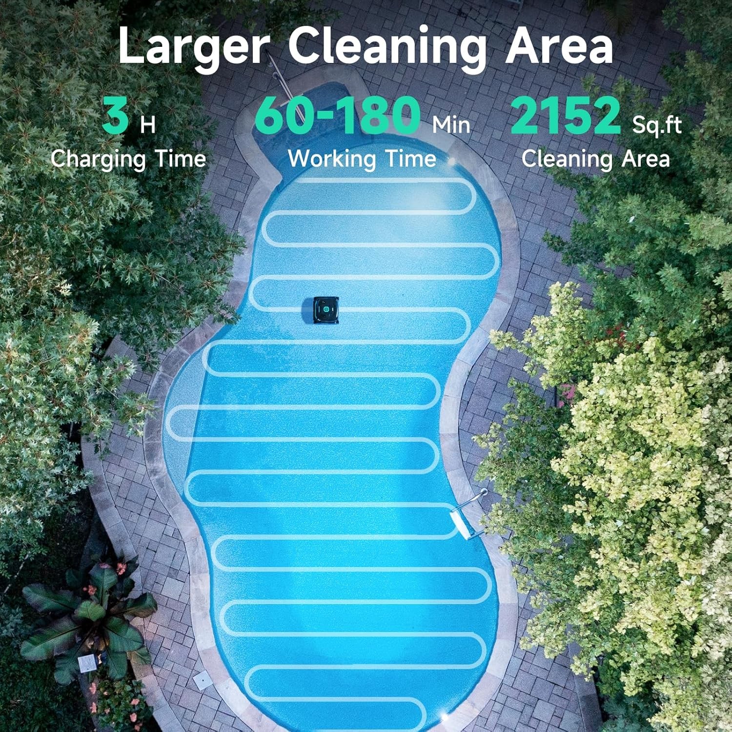 WYBOT C2 Cordless Robotic Pool Cleaner, up to 2152 Sq.ft 7 Cleaning Modes