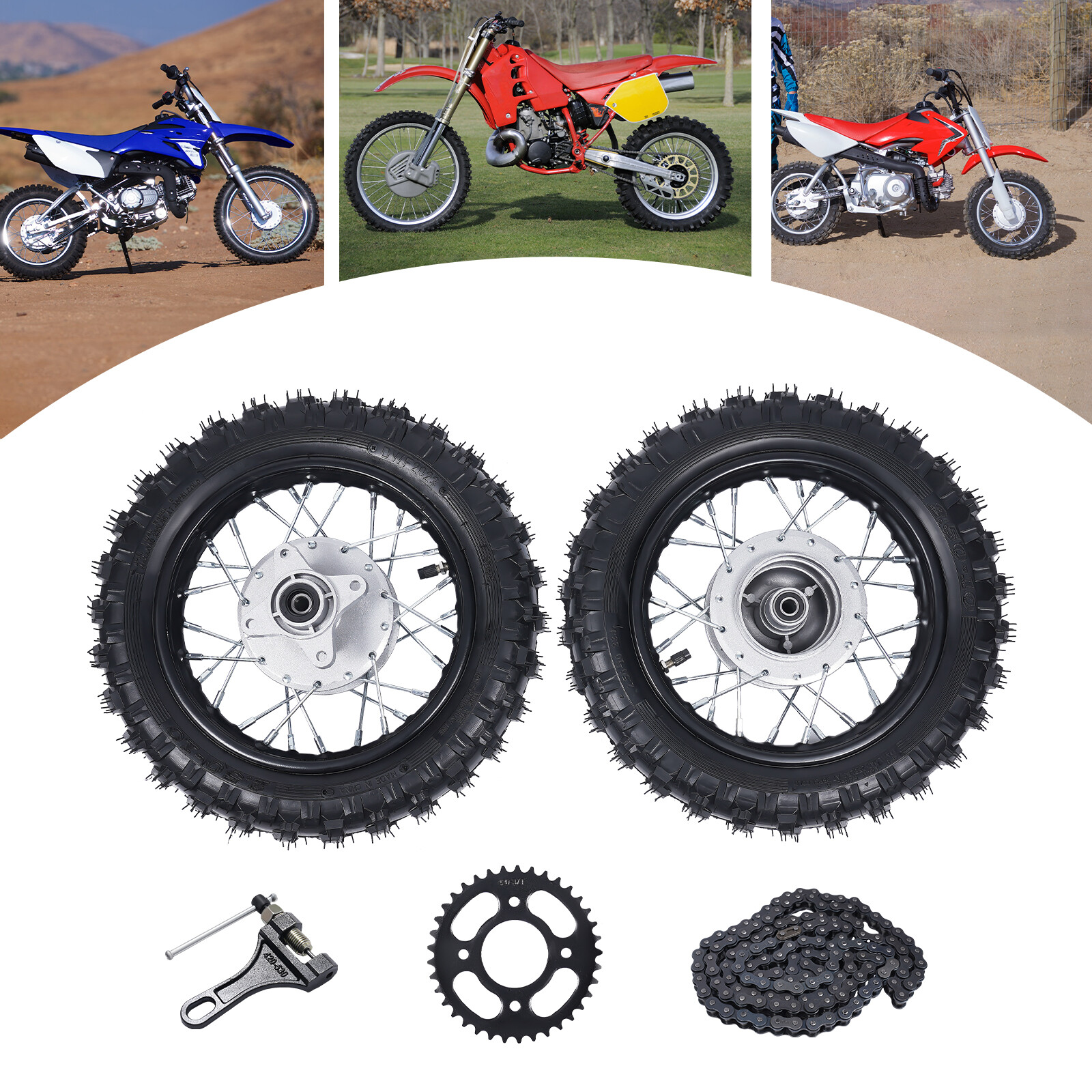 For Honda CRF50 XR50 BBR KLX 2.50-10 Front Rear Tire Rim Wheel Dirt Bike