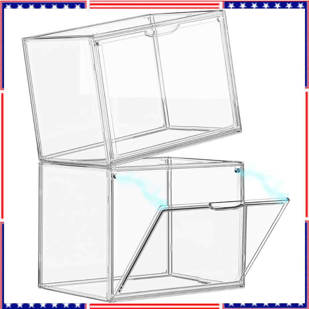 Clear Acrylic Display Case Large Stackable Storage, New