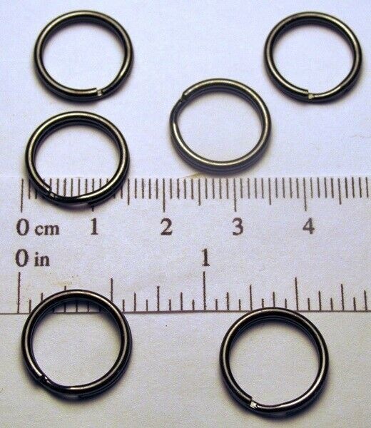 4 Key Rings 15mm Approx 5/8" Split Ring Gun Metal Black Finish Steel Findings