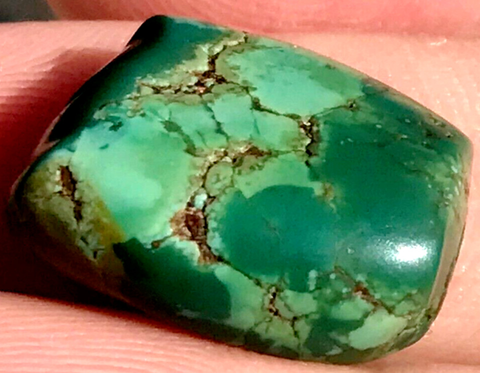 RARE ANTIQUE VERY OLD TIBETAN TURQUOISE BEAD - BEAUTIFUL WORN PATINA!