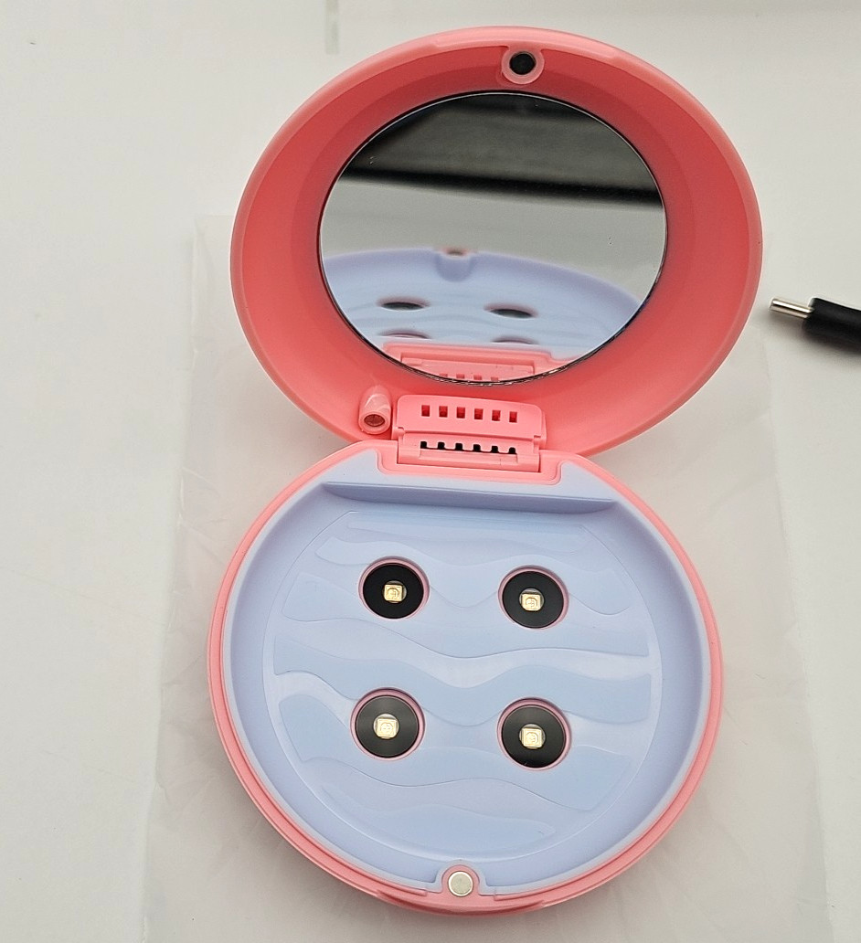 PINK Dental Retainer Case UV Light Sterilizer Storage Box Cleaner Disinfects