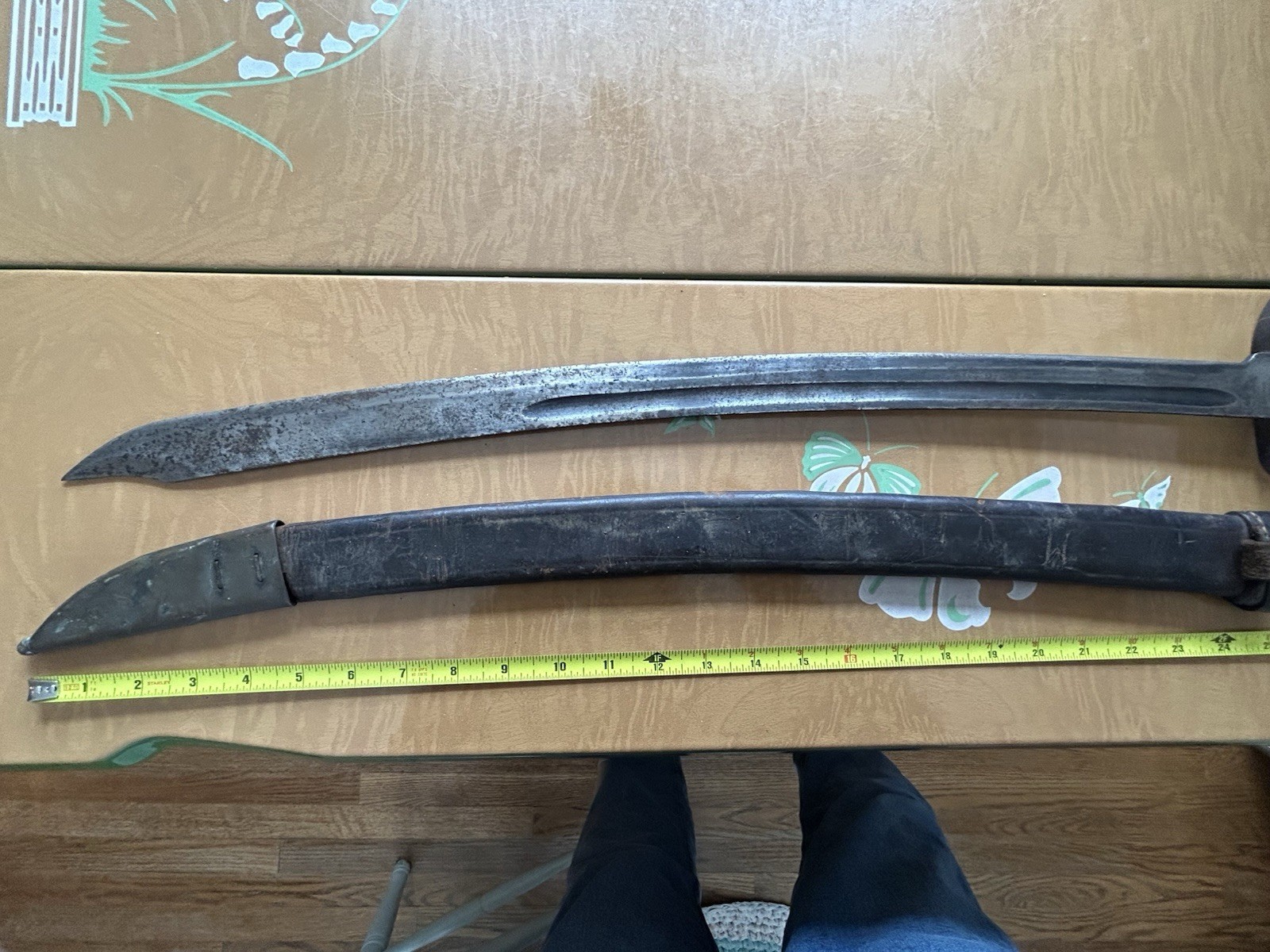 WWI Model 1917 Or M1941 USN Naval Cutlass Saber W/ Leather Sheath