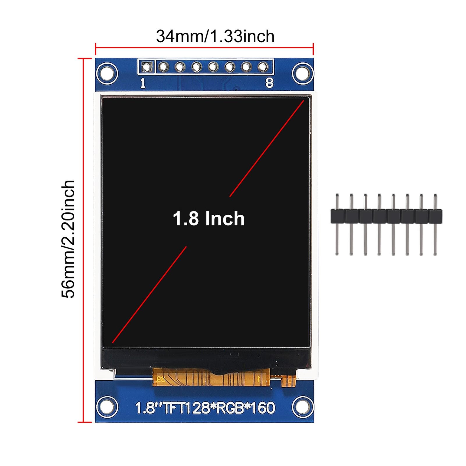 XIITIA 2pcs 1.8" SPI TFT LCD Display Module 128x160 RGB Screen 3.3V...
