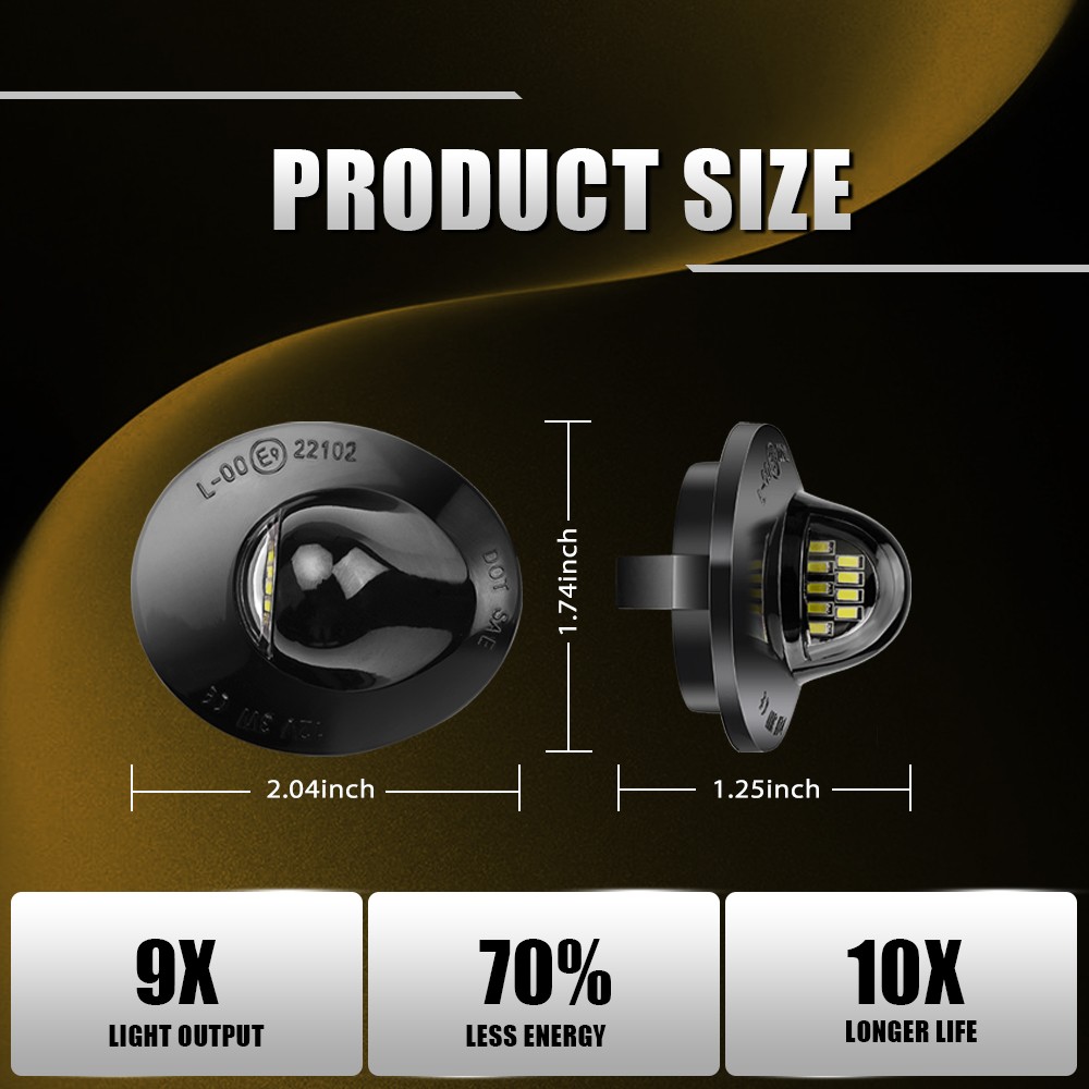 LED License Plate Light w/Wiring Harness Socket for 99-16 Ford F250 F350 F450 SD