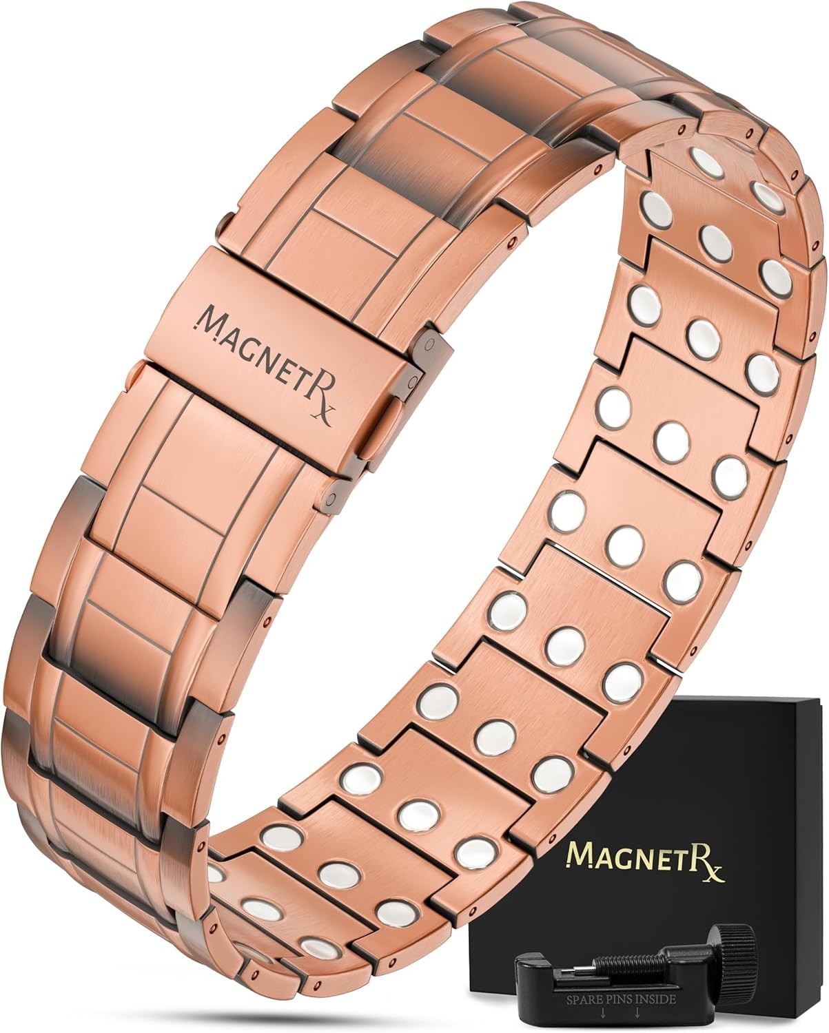 MagnetRX® 3X Strength Copper Bracelet for Men with Magnets Over Clasp and Adjust