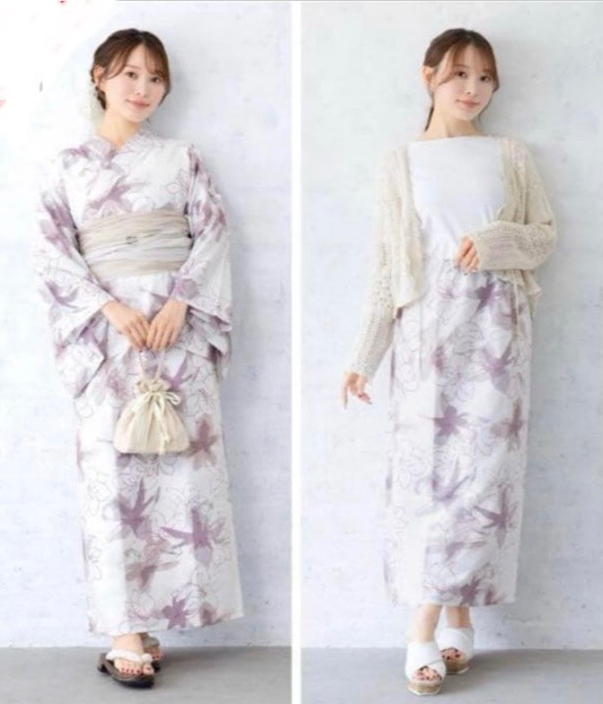 Separate yukata japanese summer kimono with obi