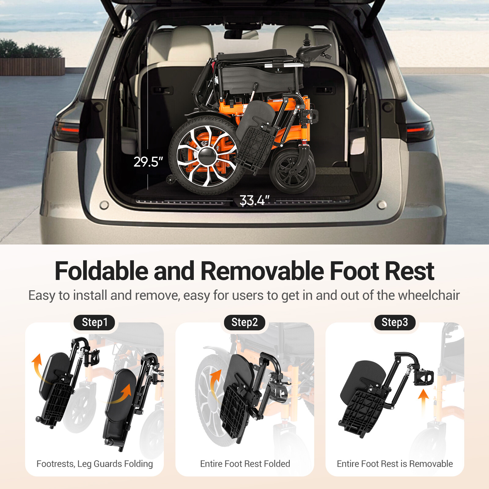 Used Electric Wheelchair Reclining Foldable Lightweight Mobility Motorized