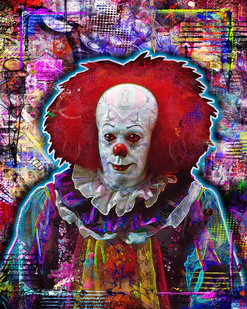 PENNYWISE from "IT" 12x18in Poster, Tim Curry as Pennywise Clown Print Free Ship