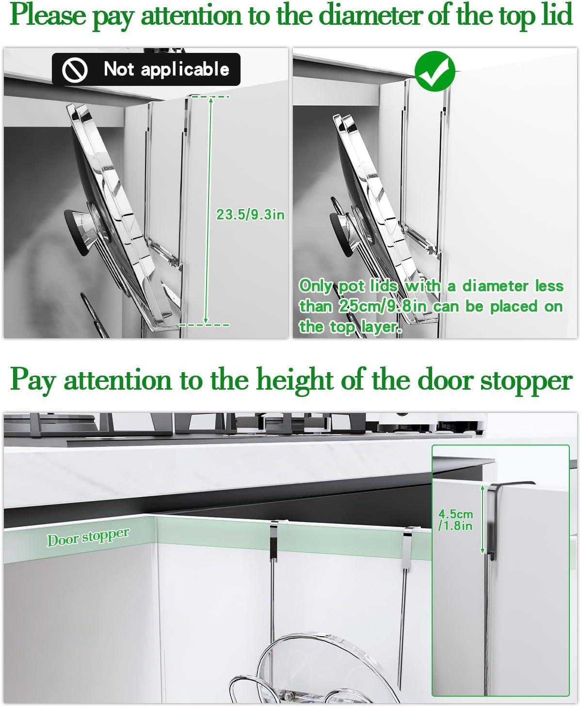 Pot Lid Organizer,304Stainless Steel Door Hanging Pot Lid Rack (Modern,Four-Laye