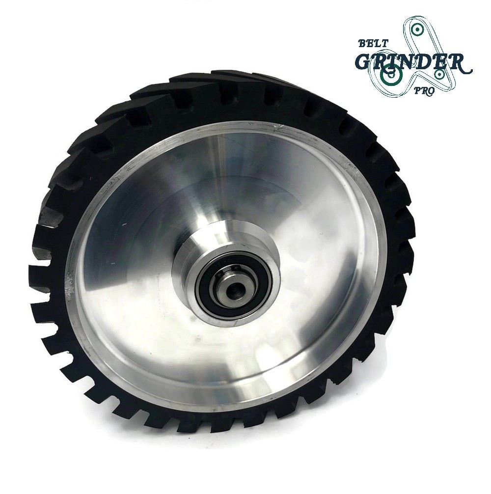 10" Belt Grinder Contact Wheel Serrated Rubber With 2 heavy Duty bearing 6205 RS
