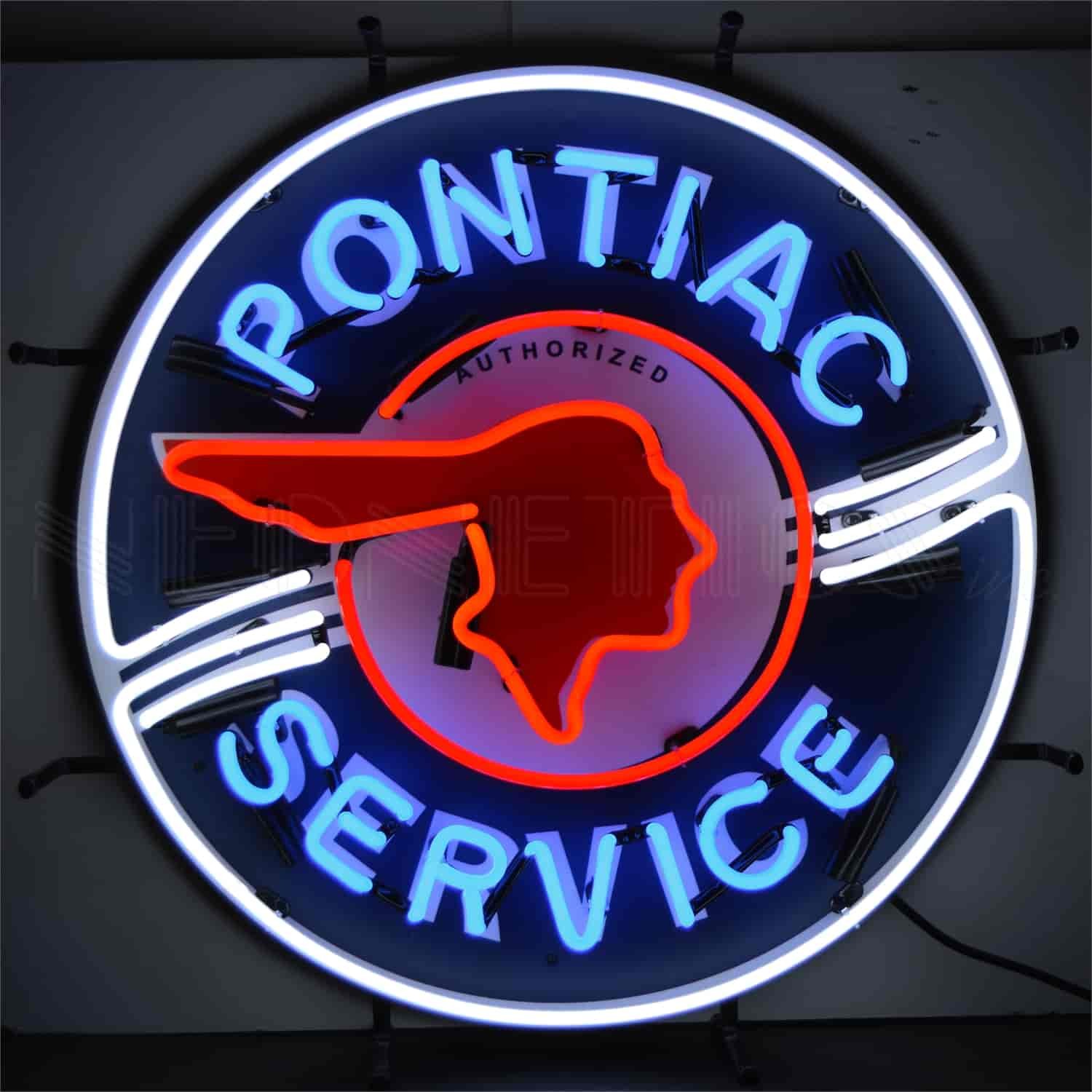 Neonetics 5PONBK Pontiac Service Neon Sign With Backing 24 Width x 24 Height x 4