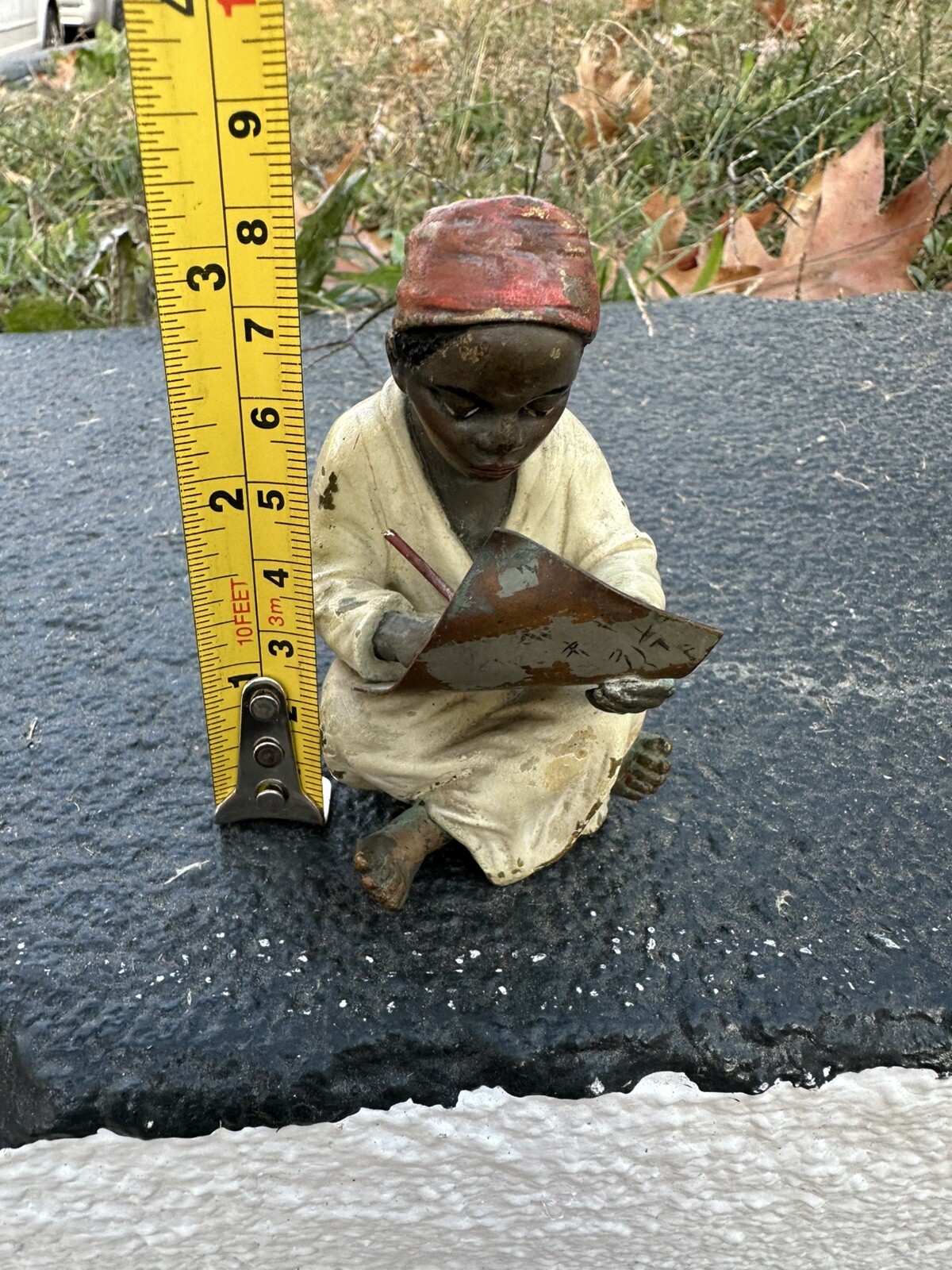 Wonderful Antique Bronze Boy Writing the Arabic
