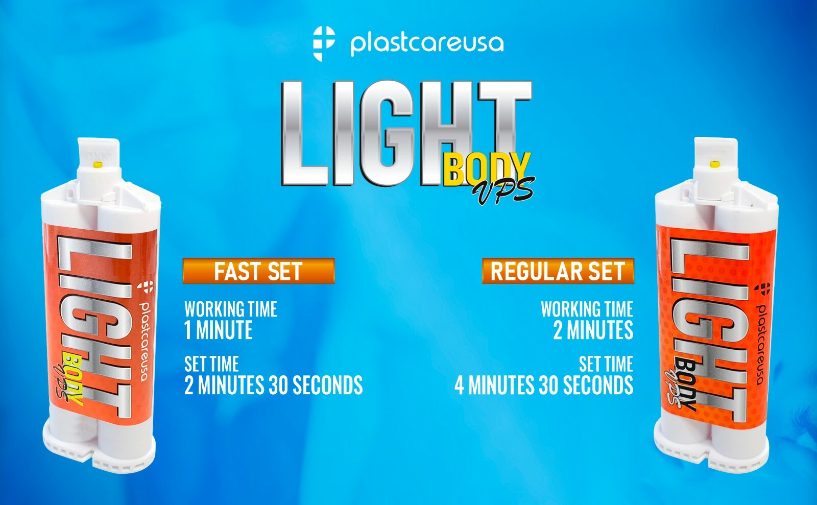 Dental Impression Material VPS Light Body Regular Set (2 Cartridge & 4 Tips) PVS