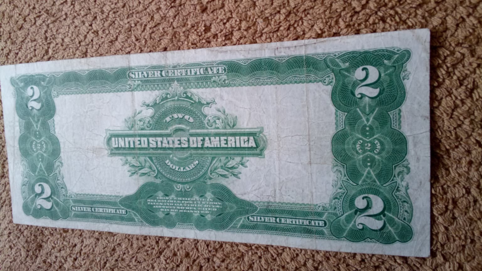 1899 $2 TWO DOLLAR SILVER CERTIFICATE BANKNOTE (NICKNAME OF MINI PORTHOLE), VF++