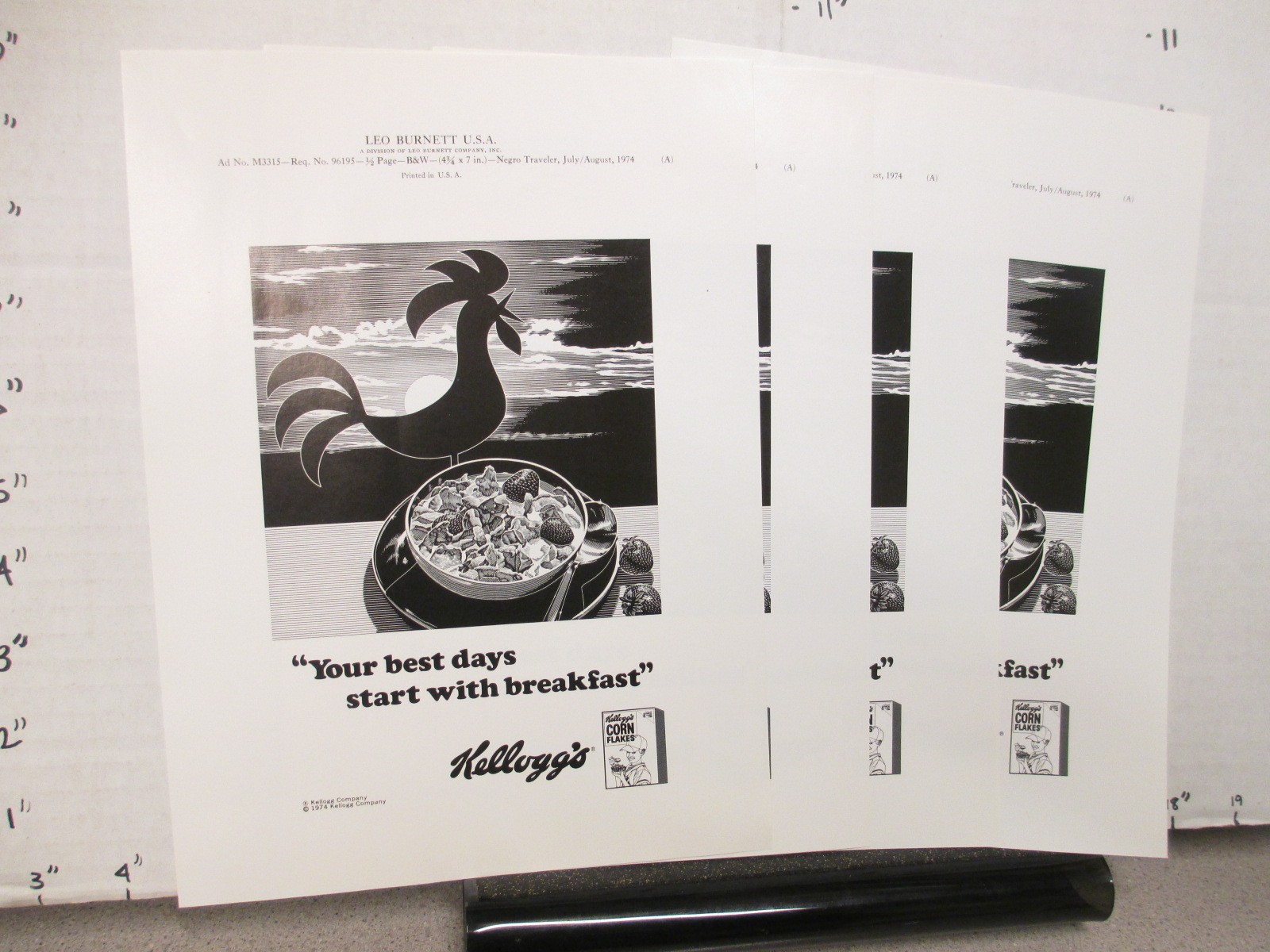 KELLOGG'S Corn Flakes cereal box 1974 (1) ad proof Negxx Traveler Green Book