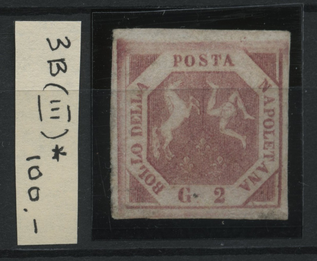 ITALY Napoli Unificato 3B Scott 3 Mint Hinged CV$100.00