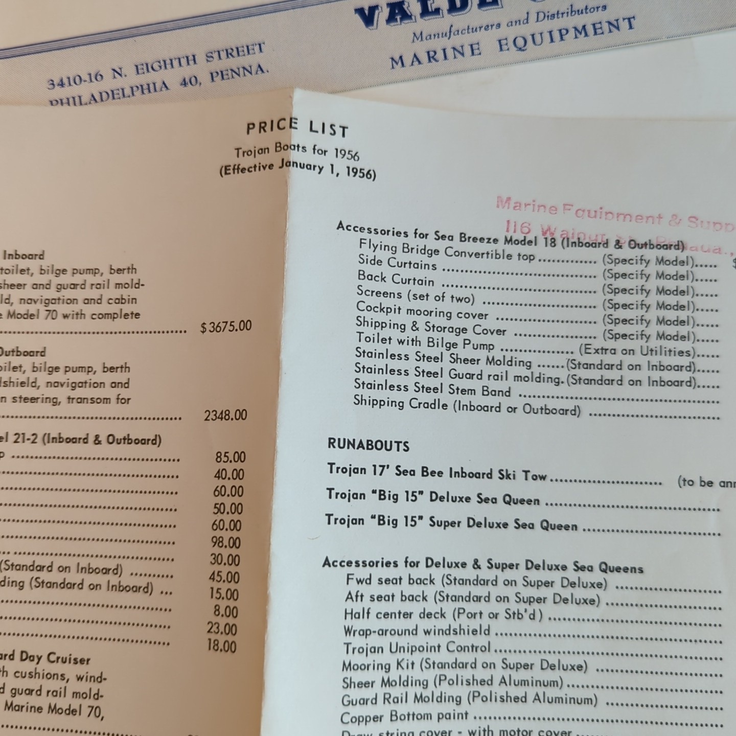 Lot Vintage 1956 Boat Brochures Catalogs Skimmar, Silverton Skiffs, Trollercraft