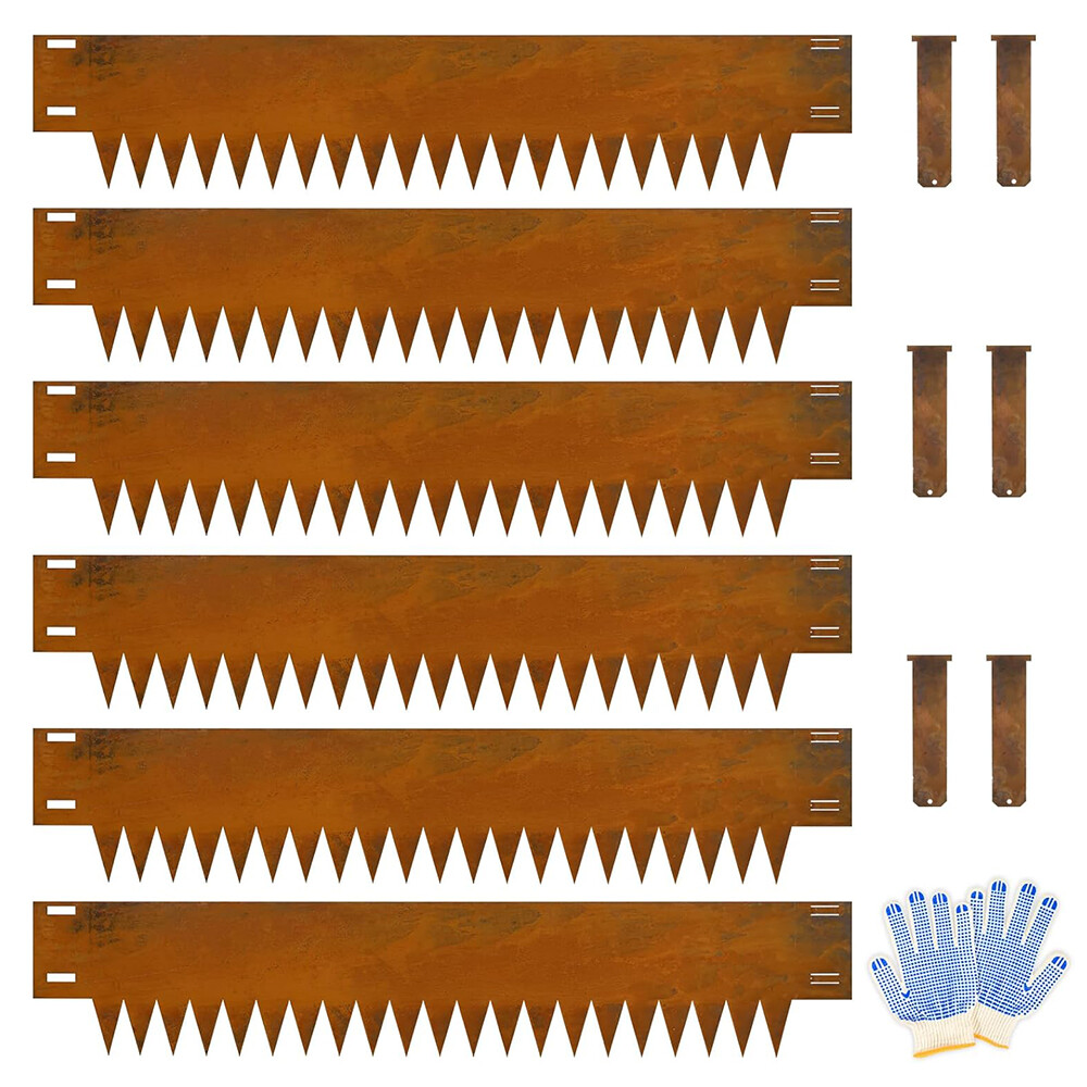 12"Hx40"Lx6 Packs Corten Steel Landscape Edgings Metal Garden Edging Lawn Border