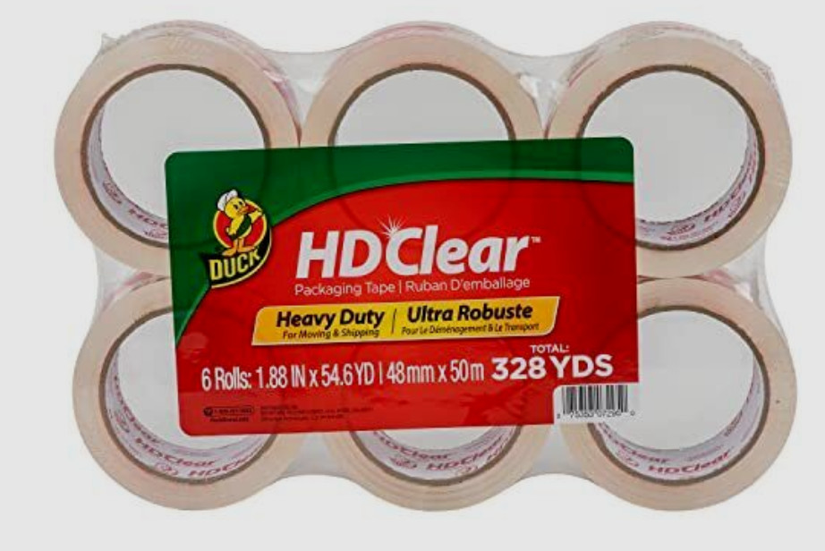 Duck HD Clear Heavy Duty Packing Tape Refill 6 Rolls 1.88 In x 54.6 Yards