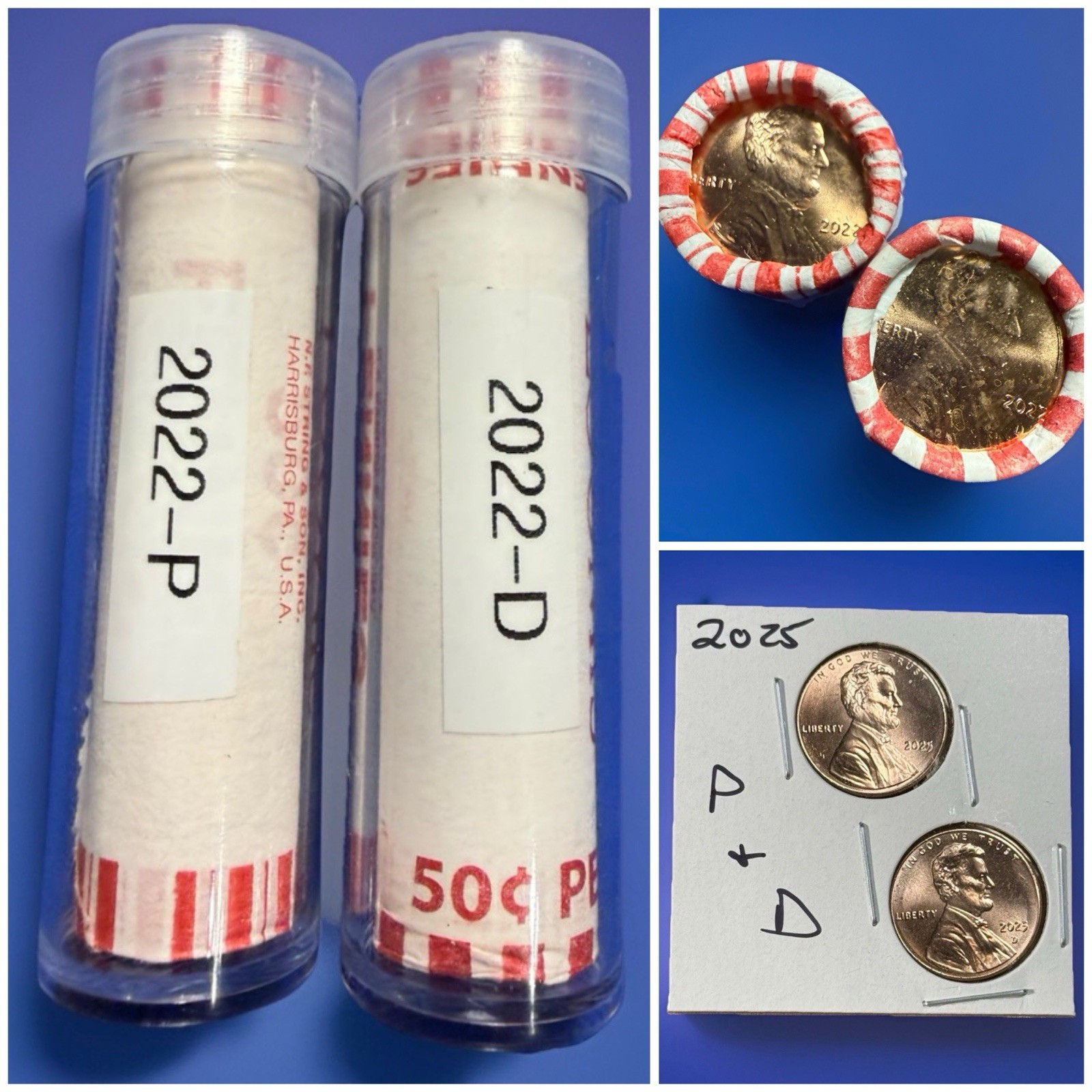 2022-P&D Lincoln Shield Cent Rolls. Free 2025-P&D Coins w/Purchase!🎁