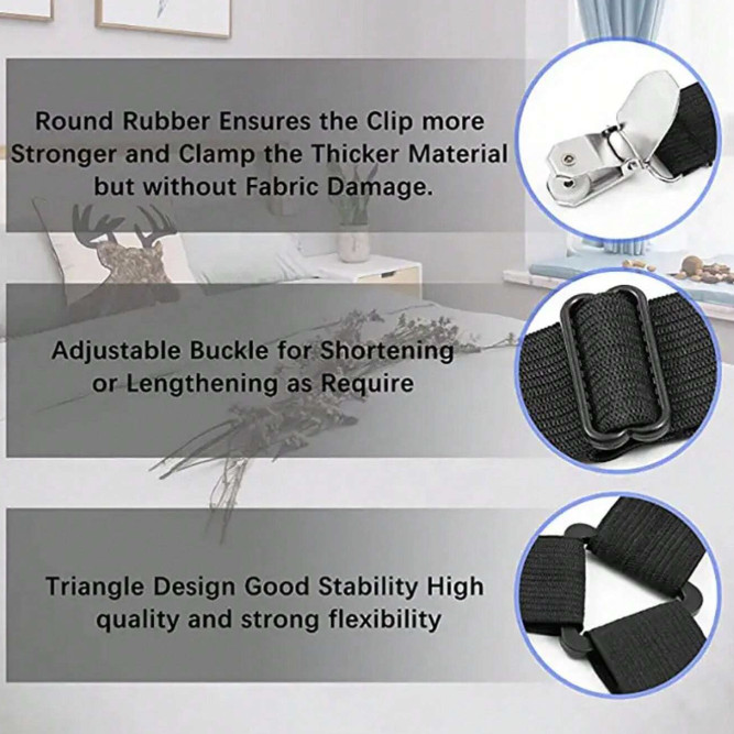 4pcs Adjustable Bed Sheet Fasteners - Metal Sofa & Quilt Clip Set - NEW