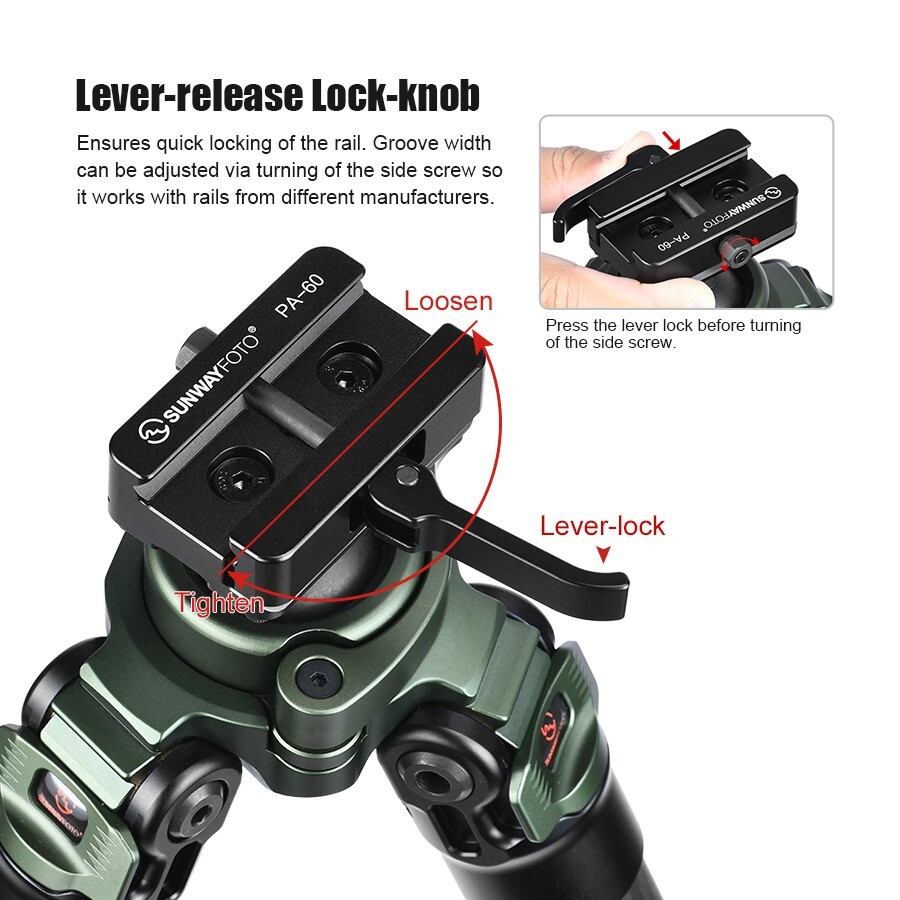 Sunwayfoto Arca-Swiss Mount Tripod Picatinny Rail Adapter ，Arca/RRS Compatible