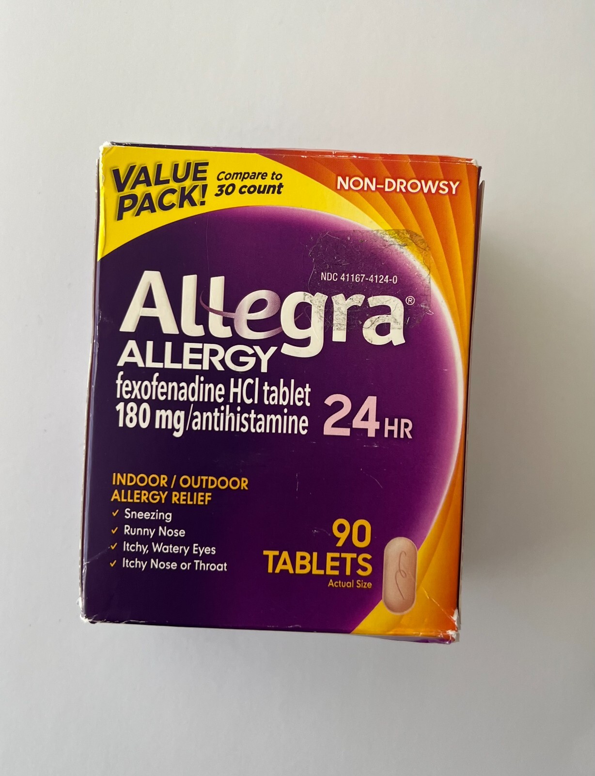 Allegra Allergy Non-Drowsy Relief 180mg 90 Tablets, 04/26