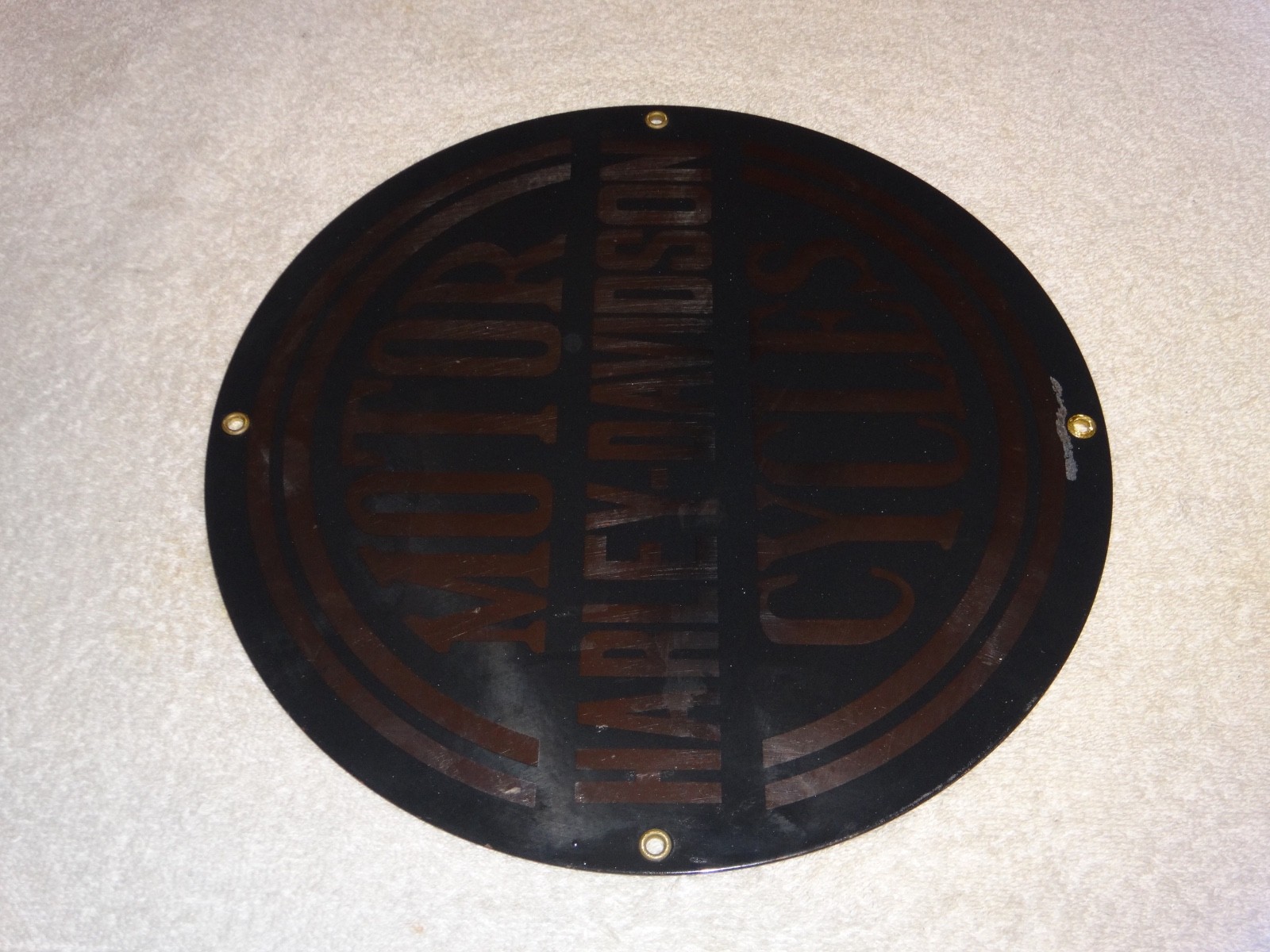 VINTAGE HARLEY DAVIDSON MOTORCYCLES 11 1/4" PORCELAIN METAL GASOLINE & OIL SIGN!