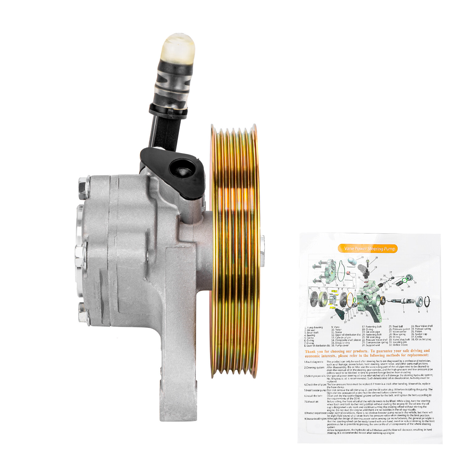 Power Steering Pump w/ Pulley for Acura TL 3.2L 2004 2005 2006 2007 2008 2008