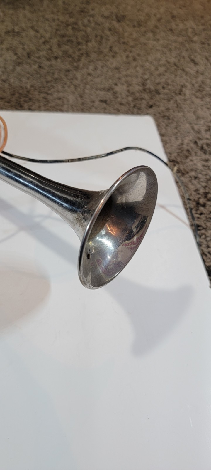 Vintage 13" Stainless Steel Single Trumpet Marine Horn 12V Made In Japan