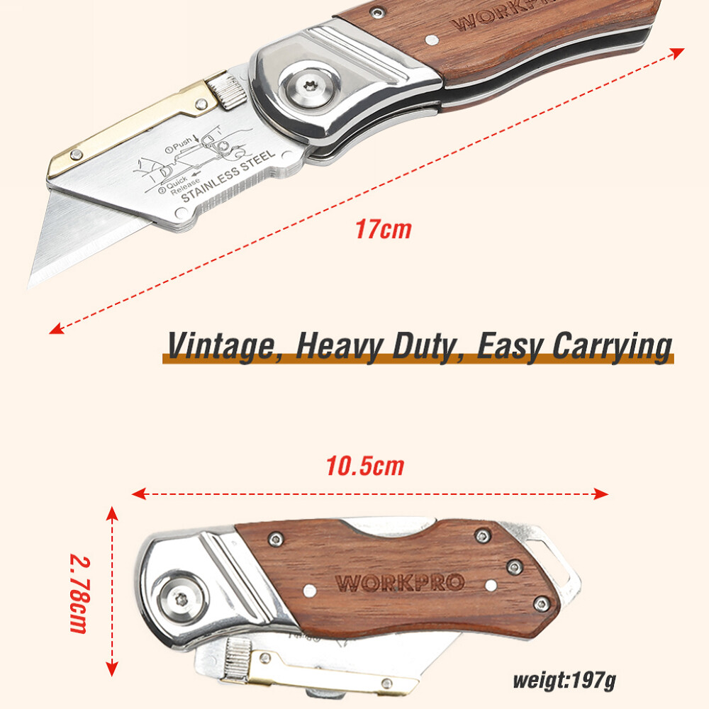 WORKPRO Folding Utility Knife with/10 Blade Heavy Duty Cutter Quick Change Blade