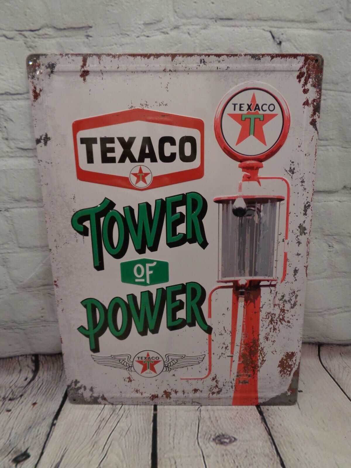 Texaco Tower of Power Gas Oil Metal Tin Sign Vintage Look Man Cave
