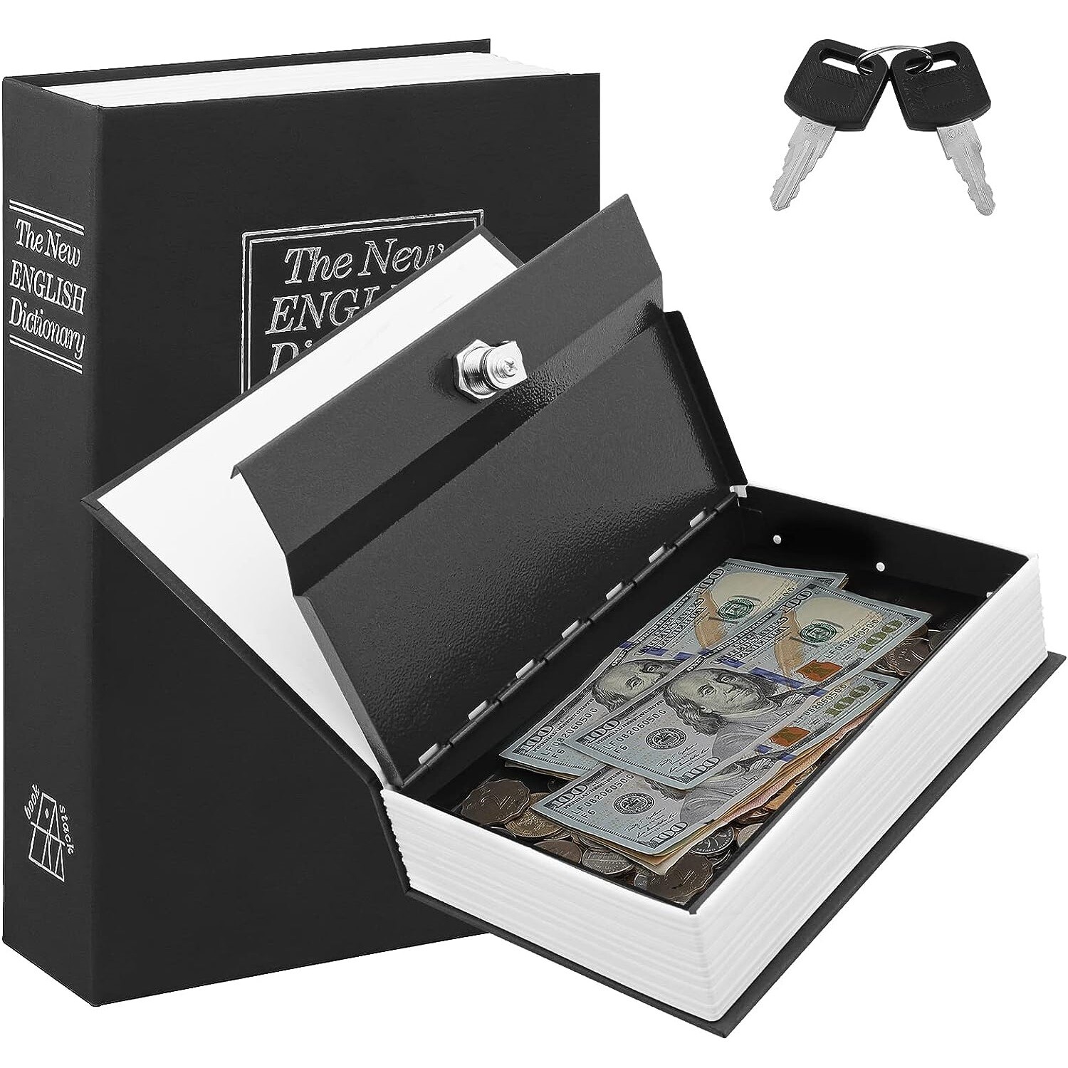 Safe Lock Box Book Metal Fire Proof Secret Money Hidden Gun Cash Combination New