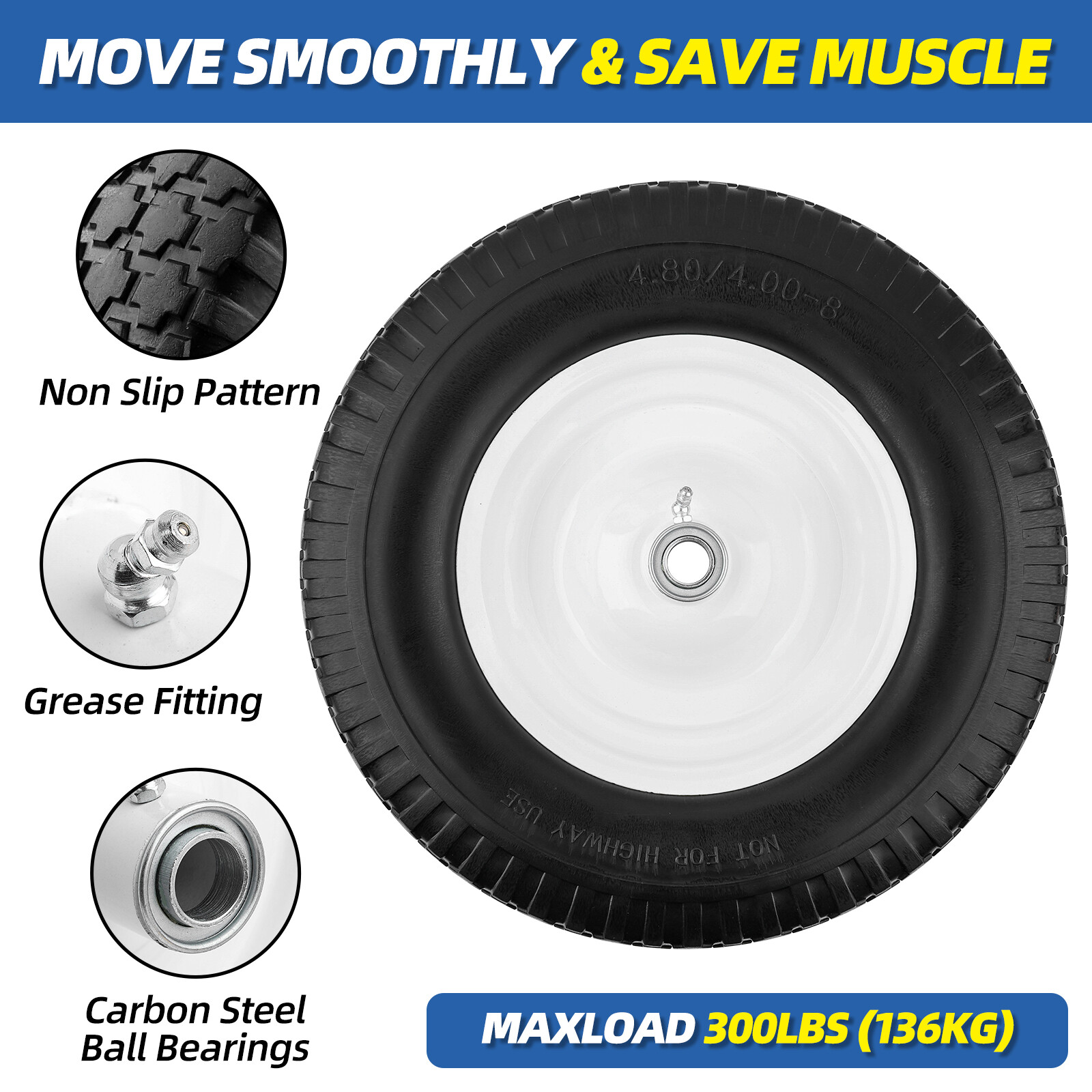16-inch Flat Free Wheel Barrow Tire - NEVER HAVE A FLAT AGAIN - FREE SHIPPING