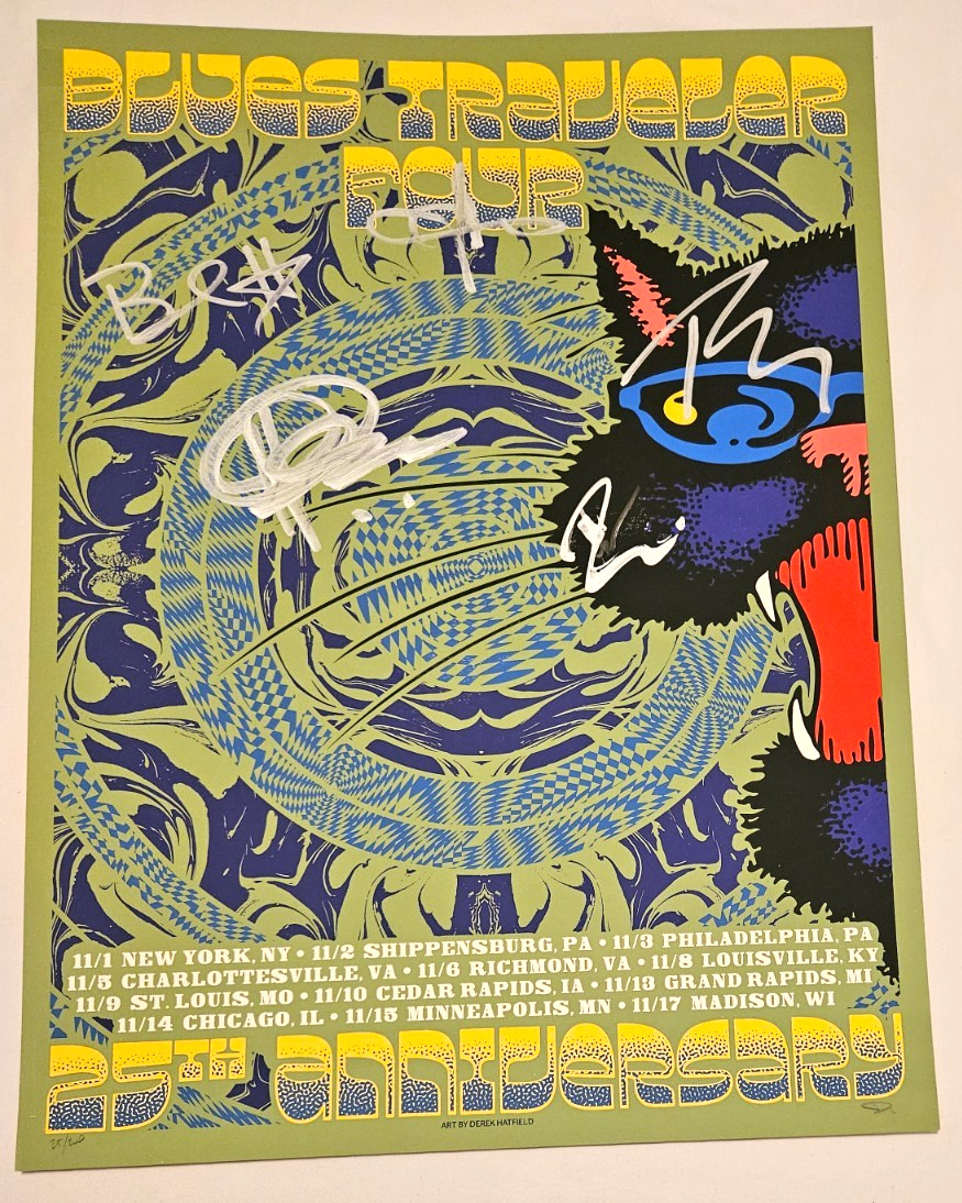 Blues Traveler Band Signed Poster 25th A Tour 2019 #/200 Derek Hatfield NM