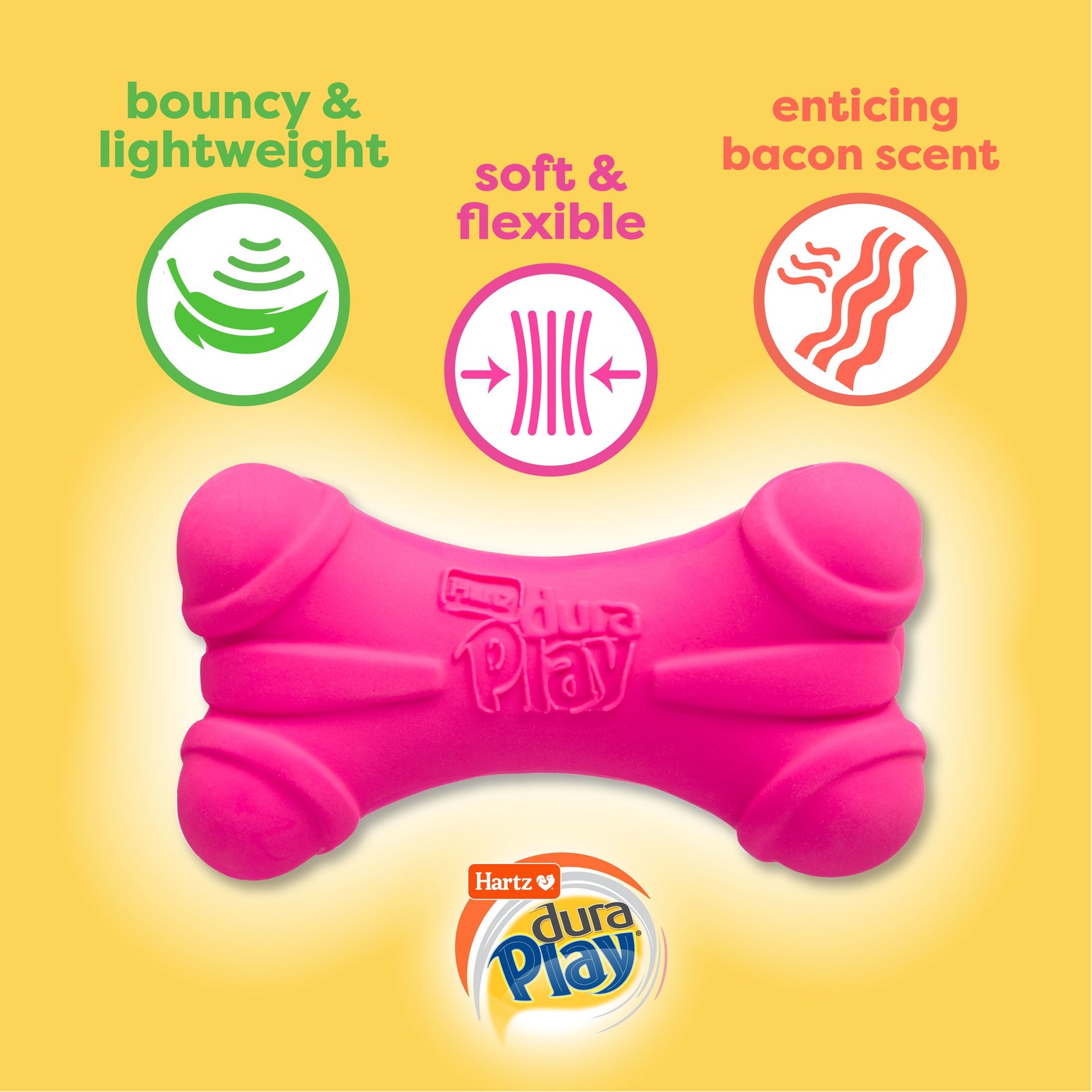 3 pack Dura Play Soft Dog Bone Toy Gentle Chewers Latex Assorted Colors