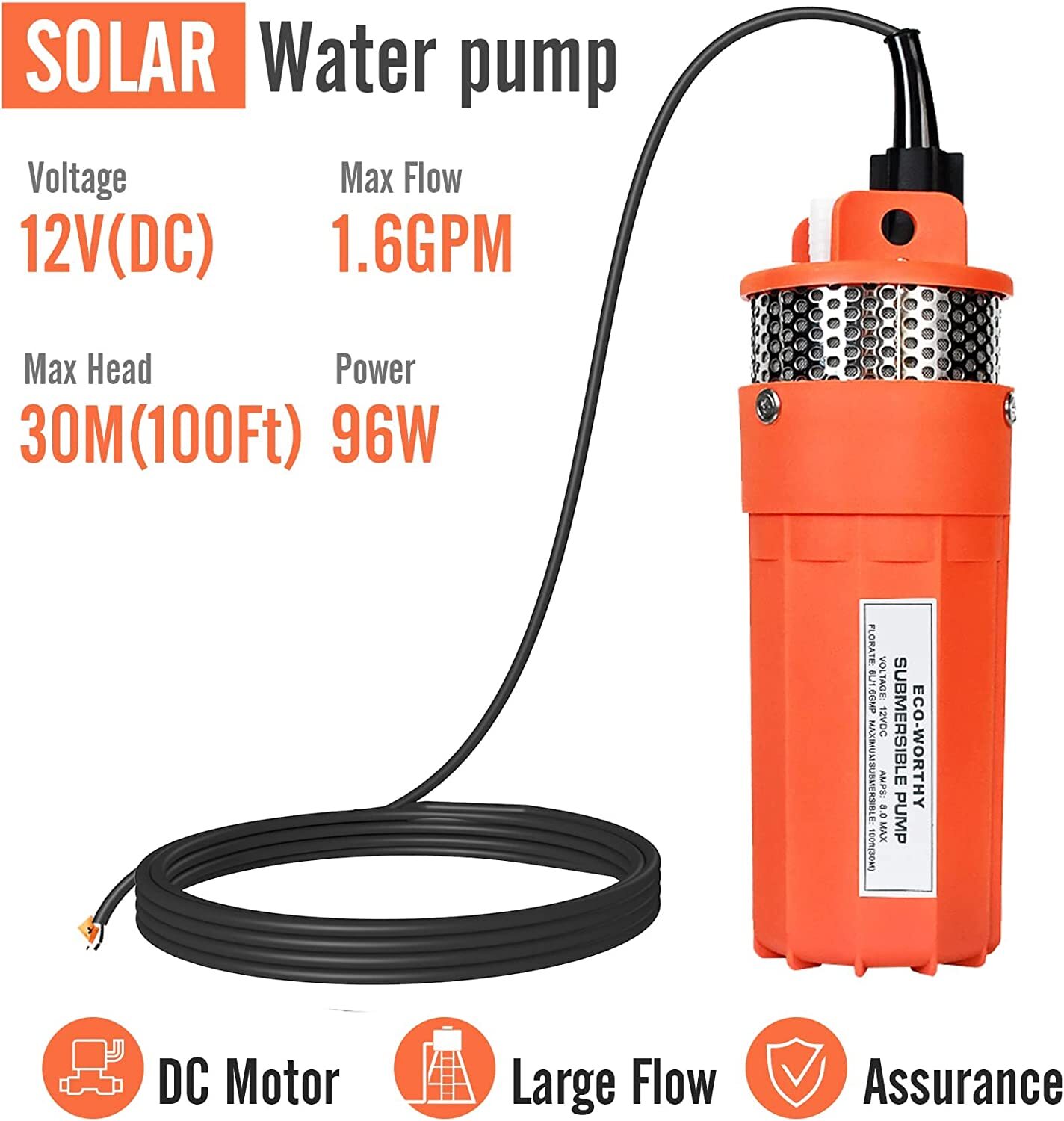 12V Solar Water Well Pump Kit with 30Ah Lithium Battery 200W Solar Panel Kit