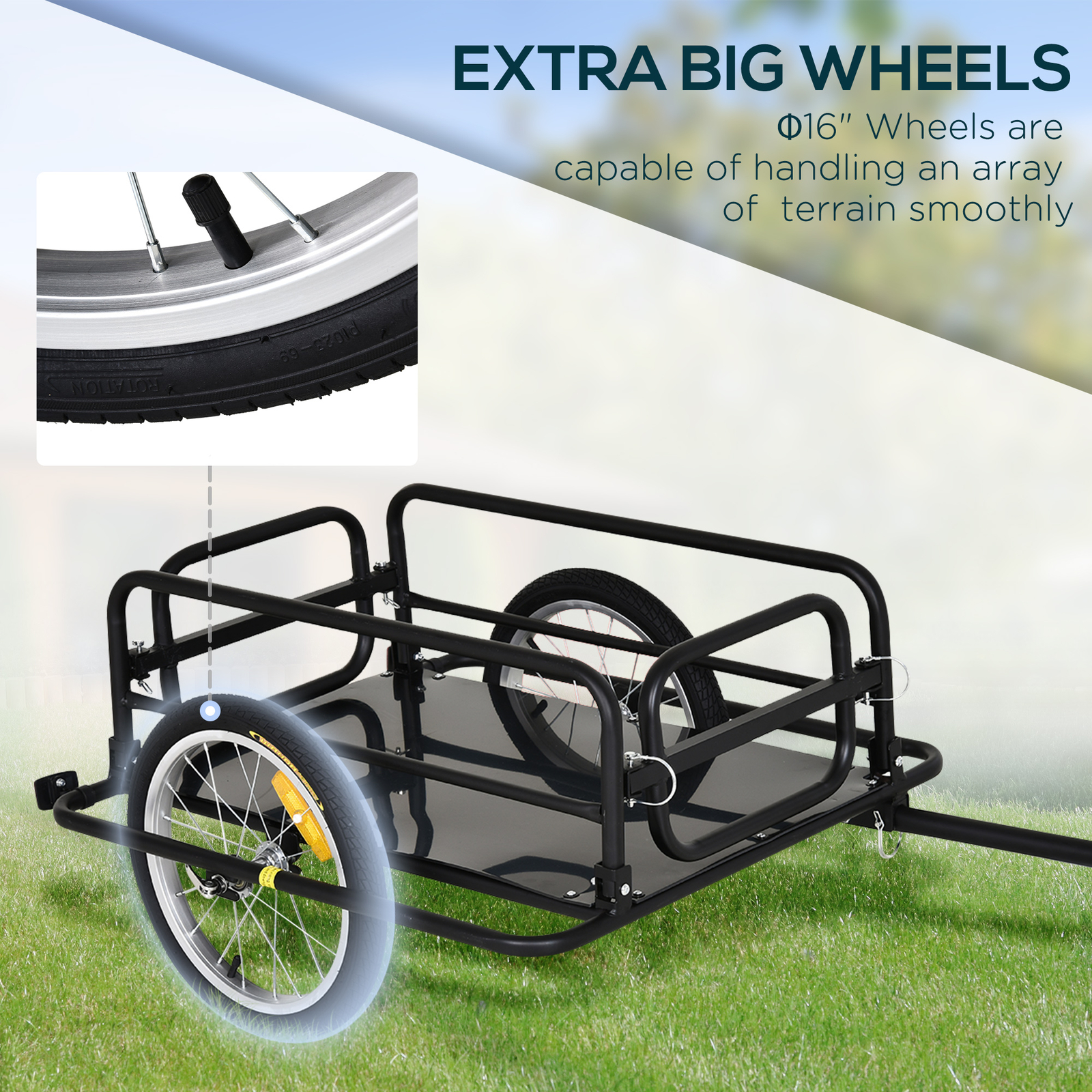 Foldable Steel Frame Bicycle Cargo Trailer Luggage Cart Carrier 88lb Hauler