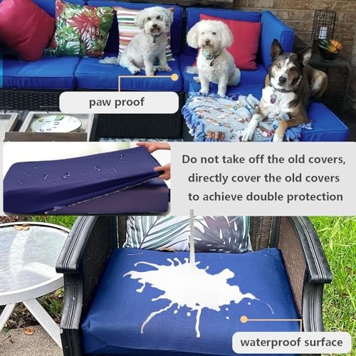 Outdoor Cushion Covers Replacement 14 Pcs Patio Cushion Covers fit for Blue
