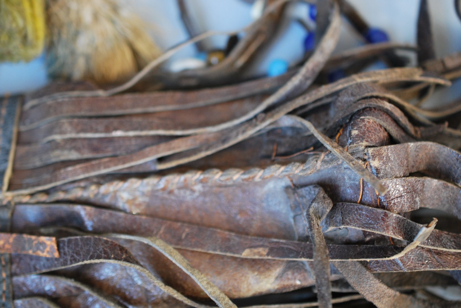 Antique Native Amer Leather Fringed Beads Shells Medicine Charm Bag & Contents