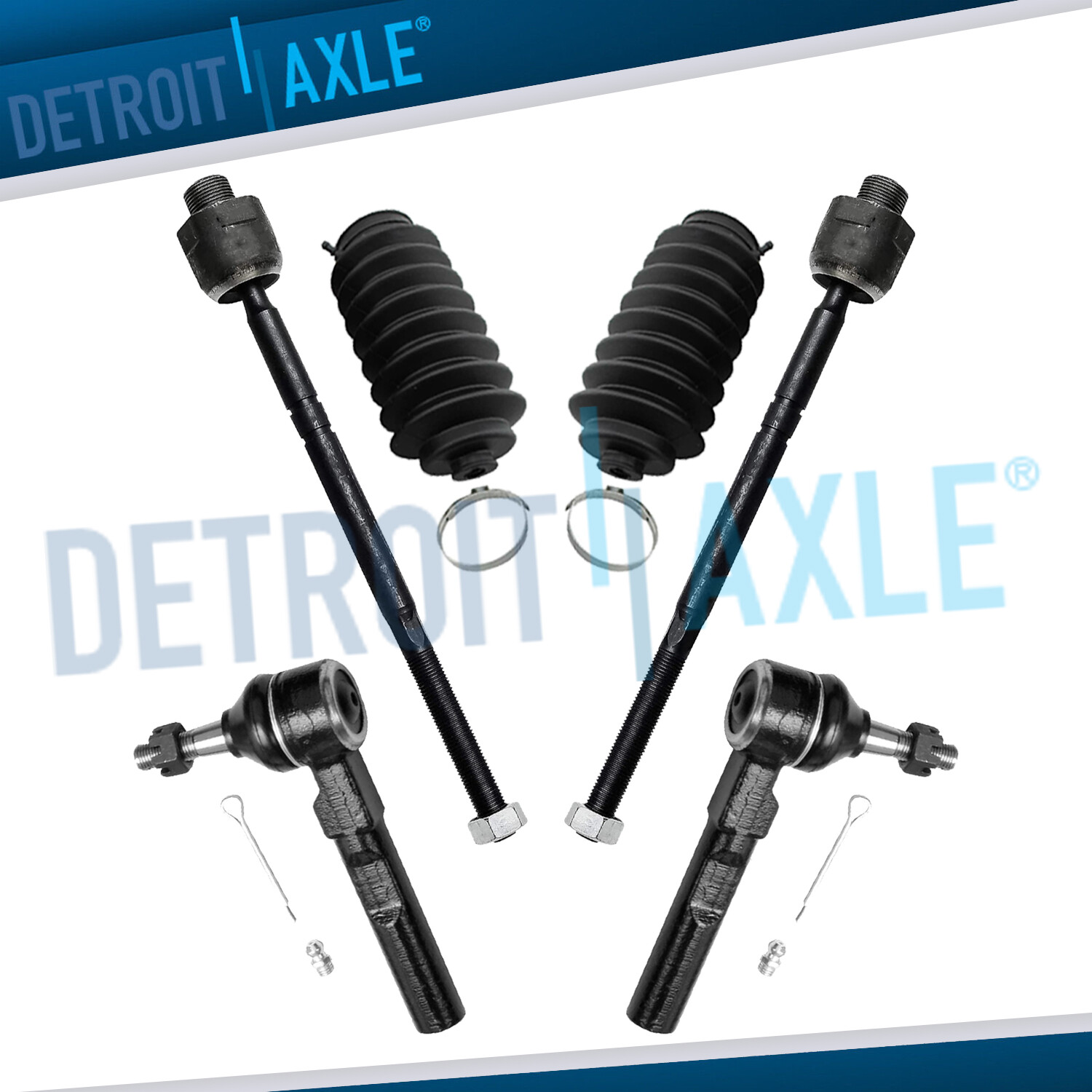 Inner Outer Tie Rod End + Steering Boots for Chevrolet Silverado GMC Sierra 2WD