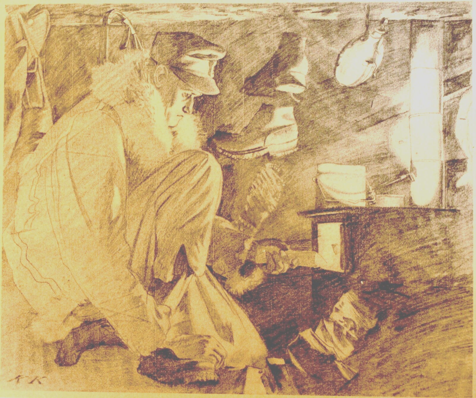 Everyday Winter Life in the Forest of Lapland-WW2-Great Drawings-Wehrmacht '44