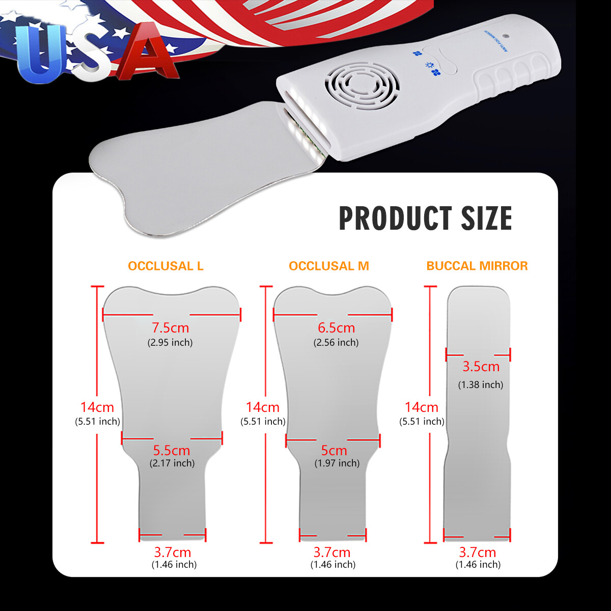 Dental Occlusal Mirror Fog Free LED Intra Oral Photo System 3 Mirrors Anti-Fog