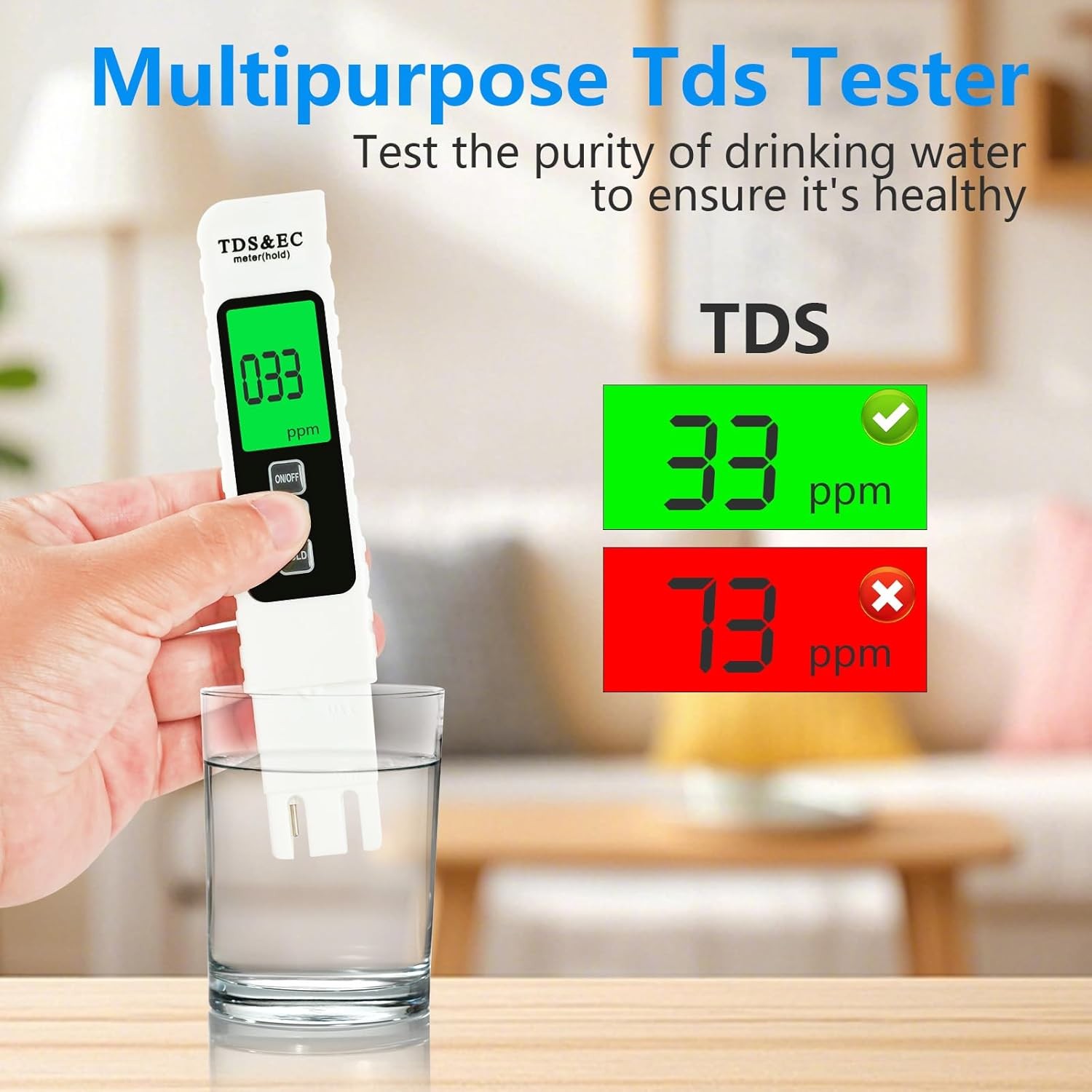 4 in 1 TDS Meter Digital Water Tester - Accurate and Reliable EC &...